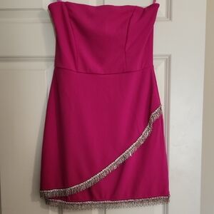 Trixxi Fuchsia Strapless Dress with Sparkling Trim Size XS